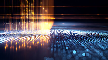 Fototapete - Dynamic light patterns digital realm visual art abstract environment close-up view technology concept