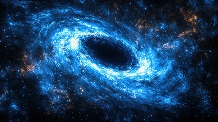 Wall Mural - Blue swirling nebula with a dark center, cosmic beauty in vast space