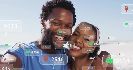 Poster - Embracing couple with animation of social media notifications surrounding them