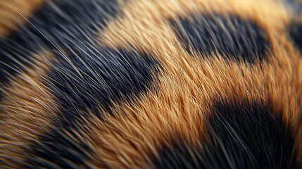 Wall Mural - Close-up of calico or tortoiseshell cat fur texture, showcasing the intricate patterns and vibrant colors of pet hair, symbolizing comfort, warmth, and the beauty of natural animal coats.

