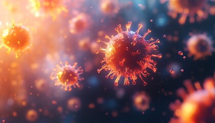 Poster - Digital virus outbreak in a network, visualizing cyber threats, technology infections, and digital security risks, hightech style