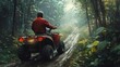 © Alexander - Adventurous ATV ride through a misty forest trail offers an escape into nature