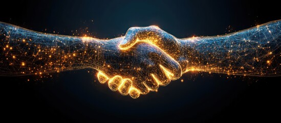 Poster - Digital handshake concept symbolizing partnership, alliance, or technological agreement