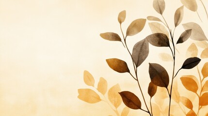 Poster - Abstract illustration of delicate leaves in warm hues against a soft gradient background
