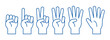 © Lena Palamarchuk - Hand count, gesture hand one, two, three, four, five, count to five. Vector icon template. Vector illustration