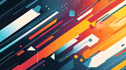 Poster - A vibrant abstract design with dynamic geometric shapes.