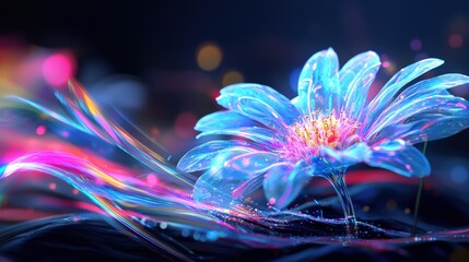 Poster - A digital artwork of abstract flowers in a surreal dreamscape, sprint flower