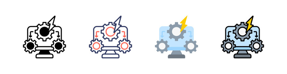 System Integration Multi Style Icon Set Vector 