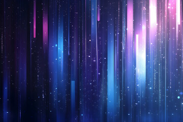 Poster - A dynamic abstract display of vertical lines and glowing particles.