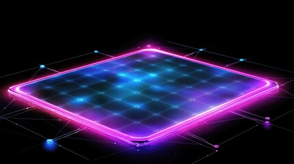 Poster - Digital business growth concept with glowing hologram of rising graph, tablet, and network connections