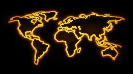 Poster - Global business concept with glowing network lines between continents on dark tech background