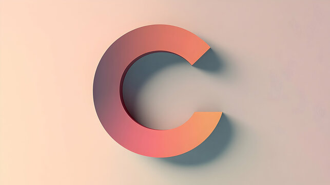 A vibrant, 3d rendered capital letter c in a gradient of peach and coral tones.
