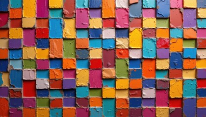 Poster - Colorful Mosaic Create a vibrant mosaic made of various shapes and textures, with blocks of color blending seamlessly together.