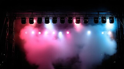 Poster - Free Stage Illuminated With Colorful Lights and Smoke Effects Generative AI