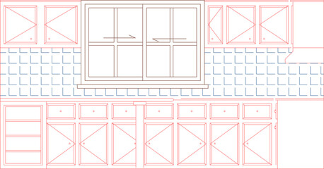 silhouette design vector illustration sketch drawing furniture interior kitchen set modern kitchen 