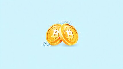 Poster - Two gleaming gold bitcoin coins positioned together creating a striking representation of cryptocurrency wealth