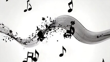 Poster - Melodic Design With Flowing Musical Notes and Floral Elements Generative AI