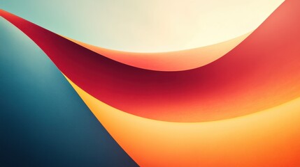 Poster - A vibrant abstract composition featuring smooth curves in red, orange, and blue, creating a dynamic flow of colors.