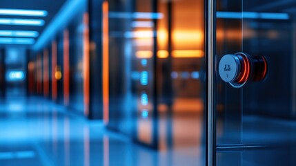 Poster - modern data center entrance, high-tech security and sleek design