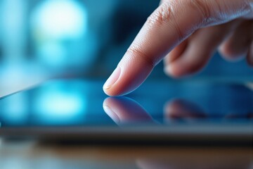 Poster - Close-up of a finger touching a touchscreen device.