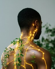 Poster - Neuro-Botanical Wellness Luminescent Meridian Mapping with Biophilic Design - Holistic Health Technology and Mindful Energy Visualization
