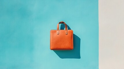 Aufkleber - Minimalist Urban Tote Vibrant Terracotta Leather Business Bag Showcasing Contemporary Design and Professional Mobility for Modern Digital Nomads