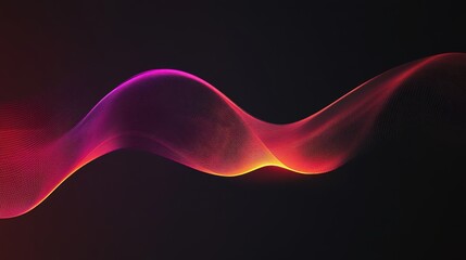 Poster - A vibrant abstract wave of pink and orange hues against a dark background, showcasing a smooth, flowing design in a digital aesthetic.