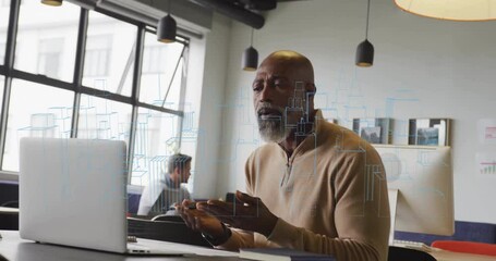 Aufkleber - Working on laptop, man creating digital architectural animation in office