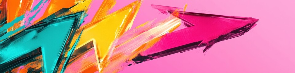 Leinwandbilder - Vibrant Reach As High Day Digital Innovation Explosion - Bold Geometric Vision for Summer Growth Strategy with Neon Pop Culture Aesthetic