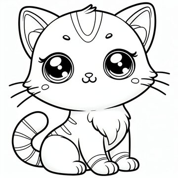 Cute Cat Outline Drawing Perfect for Coloring and Creative Art Projects