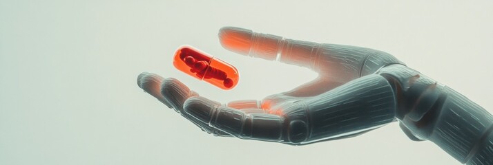 Aufkleber - Futuristic Healthcare AI Precision Robotic Hand Delivering Next-Gen Personalized Medicine with Digital Wellness Innovation and Advanced Therapeutic Connectivity