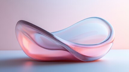 Poster - A stunning, modern glass sculpture with fluid shapes and soft pastel colors, showcasing elegance and artistic design.