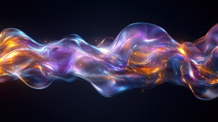 Poster - A vibrant, flowing abstract design featuring colorful waves of light against a dark background, creating a dynamic and captivating visual effect.