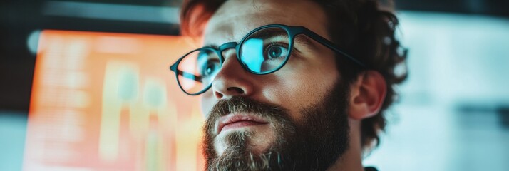 Leinwandbilder - Immersive Digital Workplace Intelligence Cutting-Edge Gen Z Financial Analyst Visualizing Global Market Insights with Innovative Tech-Driven AR Visualization Strategies