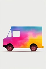 Aufkleber - Vibrant Gradient Food Truck Mockup Urban Culinary Innovation and Millennial Street Food Branding - Dynamic Digital Marketing Asset for Creative Entrepreneurs