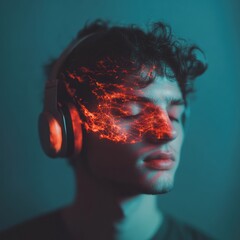 Leinwandbilder - Neurogenic Soundscapes Immersive Neurotech Visualization of Cognitive Enhancement through Advanced Audio-Neural Interface Design for Next-Gen Wellness Experiences
