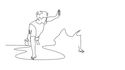 Poster - Animated self drawing of single continuous line drawing young couple working out in the gym. Take advantage of free time to exercise together. National Exercise Day. Full length single line animation