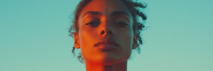 Poster - Gen Z Empowerment Portrait Dynamic Chromatic Fusion of Mindful Confidence - Authentic Youth Representation in Contemporary Visual Storytelling