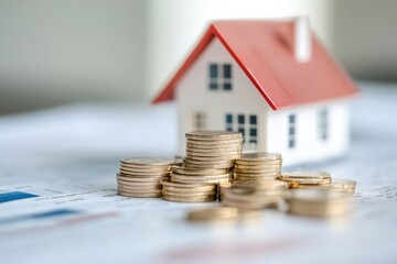 Poster - Minimalist Financial Growth Visualization Dynamic Home Investment Strategy with Stacked Coins and Modern Real Estate Model - Wealth Building for Millennial Entrepreneurs