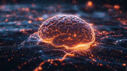 Poster - A glowing, abstract representation of a brain, surrounded by a network of luminous connections, symbolizing intelligence and technology.