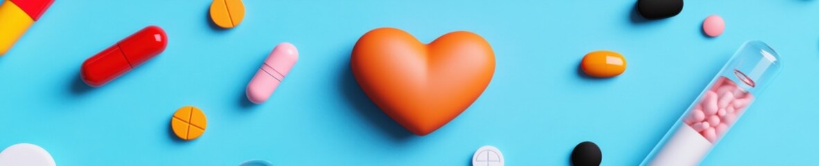 Aufkleber - Precision Healthcare Revolution Minimalist Digital Wellness Visualization with Heart Icon and Pharmaceutical Design - Next-Gen Medical Innovation Meets Emotional Wellness Technology
