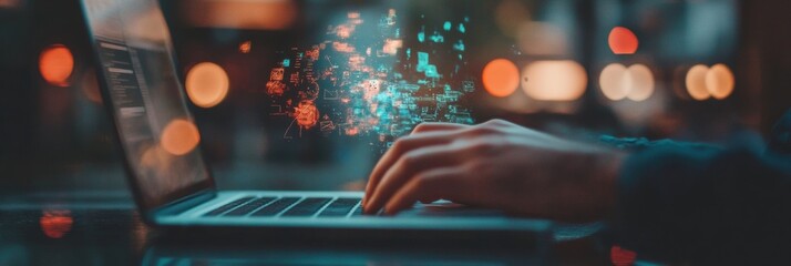 Leinwandbilder - Digital Verification Flow AI-Powered Certification Workflow with Immersive Holographic Interfaces - Next-Gen Business Compliance and Efficiency Visualization