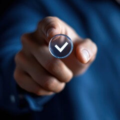 Fototapete - Immersive Digital Trust Holographic Verification Badge in Sleek Professional Branding - Next-Gen Quality Assurance and Compliance Innovation