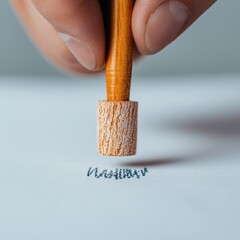 Aufkleber - Minimalist Creative Process Textured Wood Pencil Revealing Organic Handcrafted Typography in Hyper-Detailed Macro Creativity Exploration