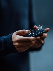 Fototapete - Digital Connectivity Unleashed Immersive Smartphone Interface with Dynamic Network Visualization - Next-Gen Communication Technology for Innovative Professional Engagement