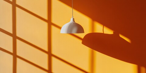 Poster - Minimalist Industrial Pendant Light Contemporary Workspace Aesthetic with Golden Hour Shadows - Creative Productivity and Design Innovation Visualization