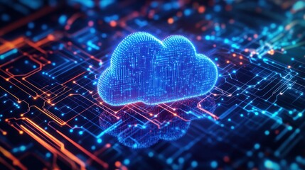 Fototapete - Digital Cloud Computing Network, Innovative Technology and Data Storage Solutions