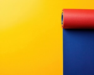 Leinwandbilder - Vibrant Wellness Essentials Minimalist Pop Art Yoga Mat on Bold Color Block - Modern Fitness Lifestyle and Creative Studio