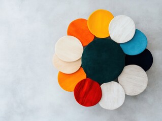 Fototapete - Modern Diversity Visualization Minimalist Circular Color Palette Representing Inclusive Design, Collaborative Innovation, and Multicultural Team Dynamics