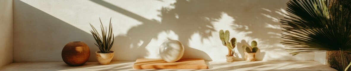 Poster - Minimalist Zen Wellness Soft Natural Light Botanical Stillness with Organic Succulents and Ceramic Elements - Contemporary Mindfulness Lifestyle